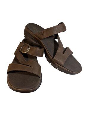 Skechers Easy Going Slide Sandals Womens Size 8 Brown Leather Comfort Sole